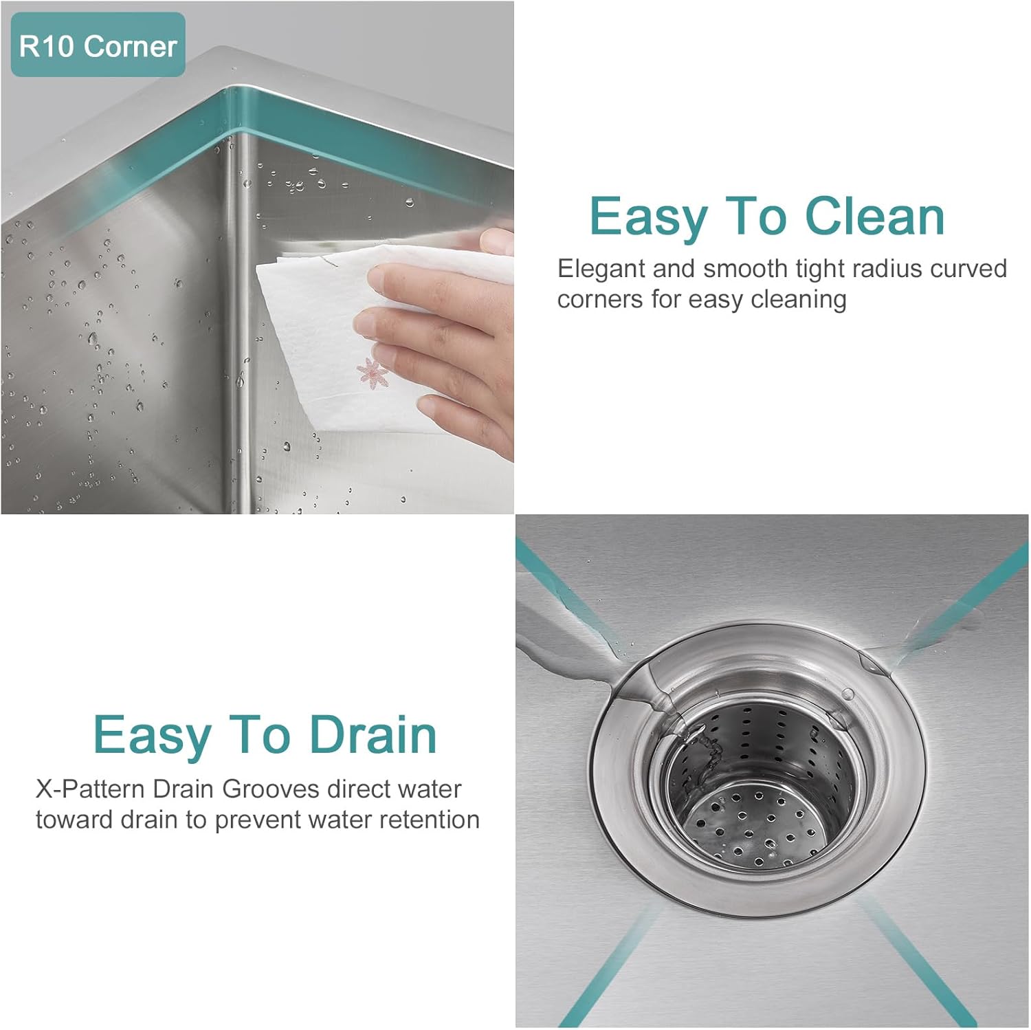 21 inch Bar Sink, KINKIB 21 x 18 x 9 inch Undermount Bar or Prep Kitchen Sink, Handmade Single Bowl T-304 Stainless Steel Small Kitchen Sink with Strainer