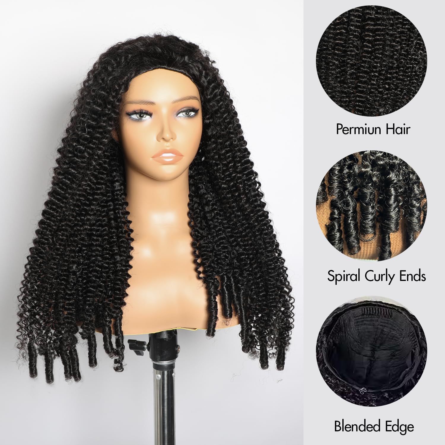 VIPbeauty Kinky Curly Half Wig Human Hair 200 Density Wear Go Glueless Wigs Human Hair Beginner Friendl3 In 1 Seamless Flip Over Afro Kinky Curly Wigs Burmese Curly Half Wig Human Hair 12 Inch