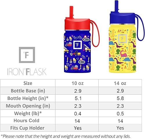 Miniatura 7 de IRON FLASK Botella de agua para niños, tapa con pajilla, 20 calcomanías con nombre, acero inoxidable aislado al vacío, vaso de doble pared, taza de