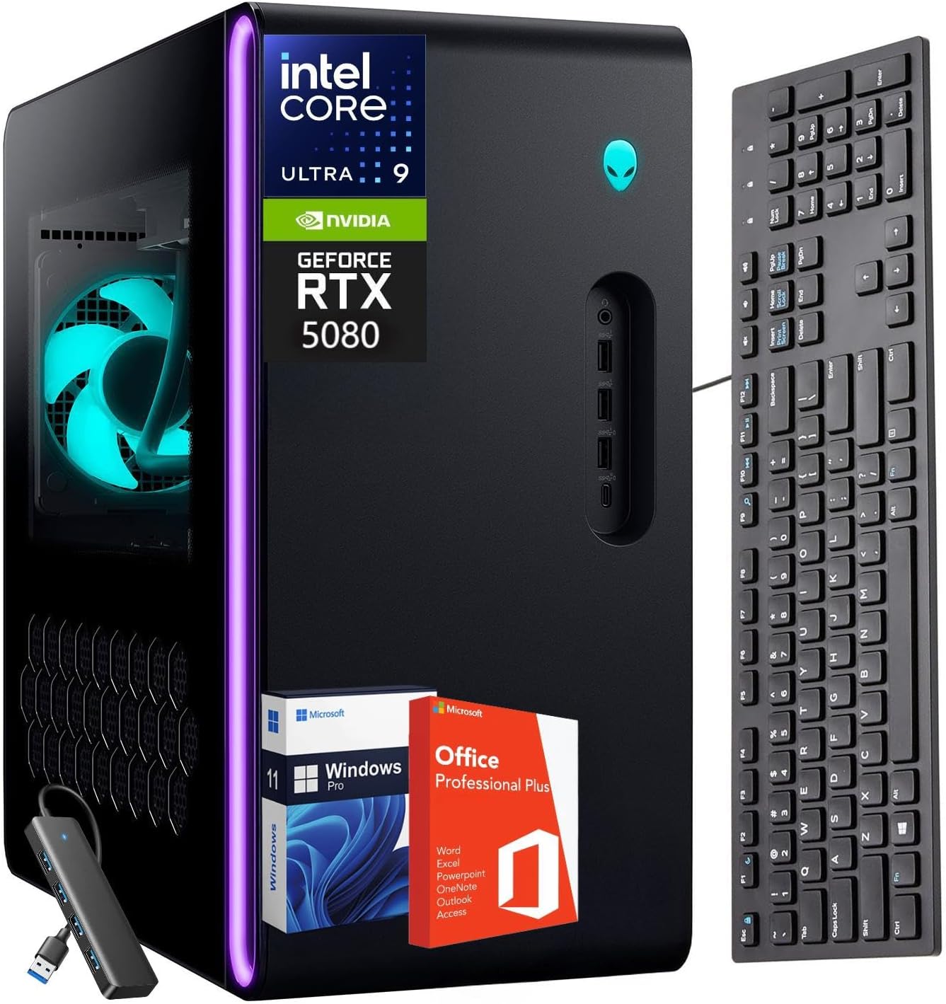 Alienware Aurora R16 2025 Gaming Desktop Computer, NVIDIA RTX 5080 16GB GDDR7, Intel Ultra 9 285K(Up to 5.7GHz), Wi-Fi 7, 64 GB DDR5, 2 TB SSD, Custom RGB Lights, Win 11 Pro, Office Pro Lifetime
