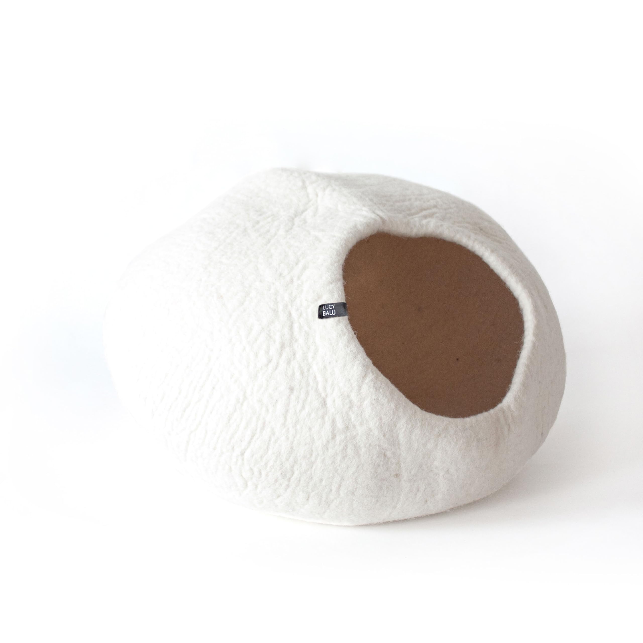 LucyBalu® Catcave Cuccia per gatti in feltro di lana 45x45x28 cm I Bianco