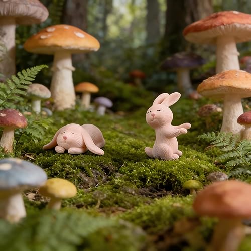 Miniatura 5 de Halloluck 7 figuras de conejo, mini figura de gato, decoración de escritorio, decoración de pastel, planta, decoración de automóvil, decoraciones en