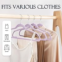 Vista 3 de HOUSE DAY Lt-Purple - Paquete de 60 perchas de terciopelo antideslizantes, perchas de fieltro resistentes para abrigos, perchas delgadas de alta