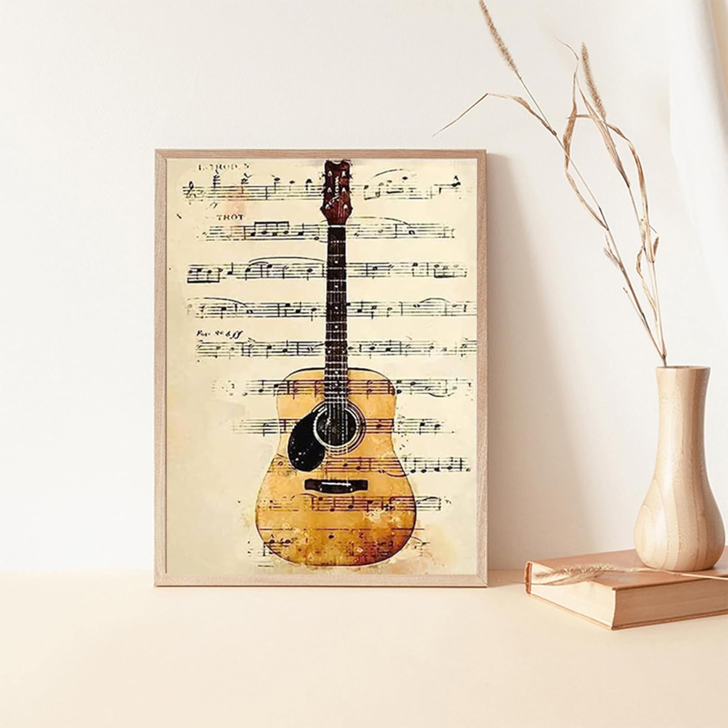 IPISSOI Diamond Painting Vintage Music Note Retro Musical Music Studio Guitar Kit for Adults Diamond Art Painting by Number Kits Gem Art Wall Home Decor 12 X 16 Inch