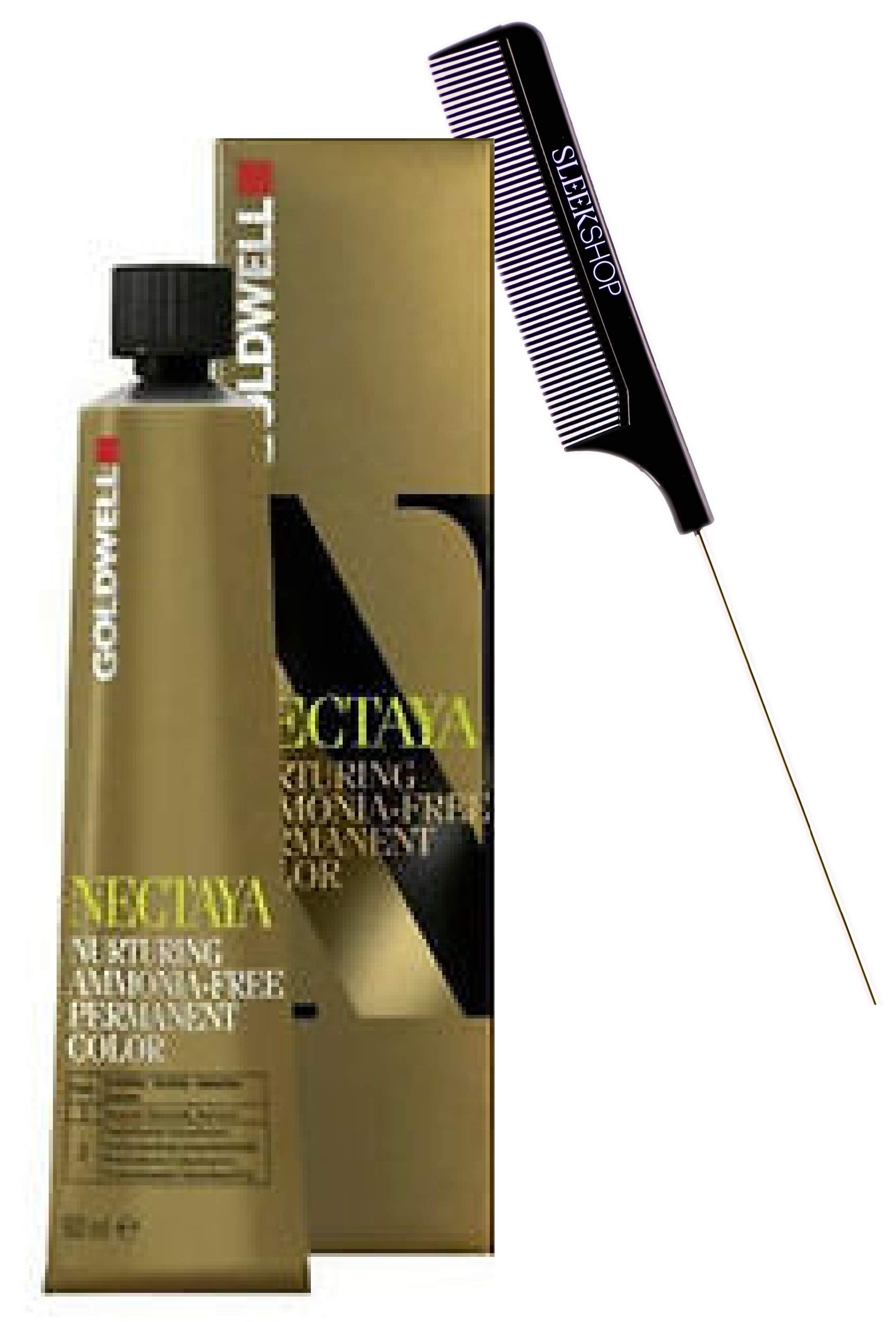 NECTAYA Nurturing Ammonia-Free Permanent Hair Color, 2.1 oz tube (with Sleek Steel Pin Rat Tail Comb) No Ammonia Haircolor Dye (9NA)