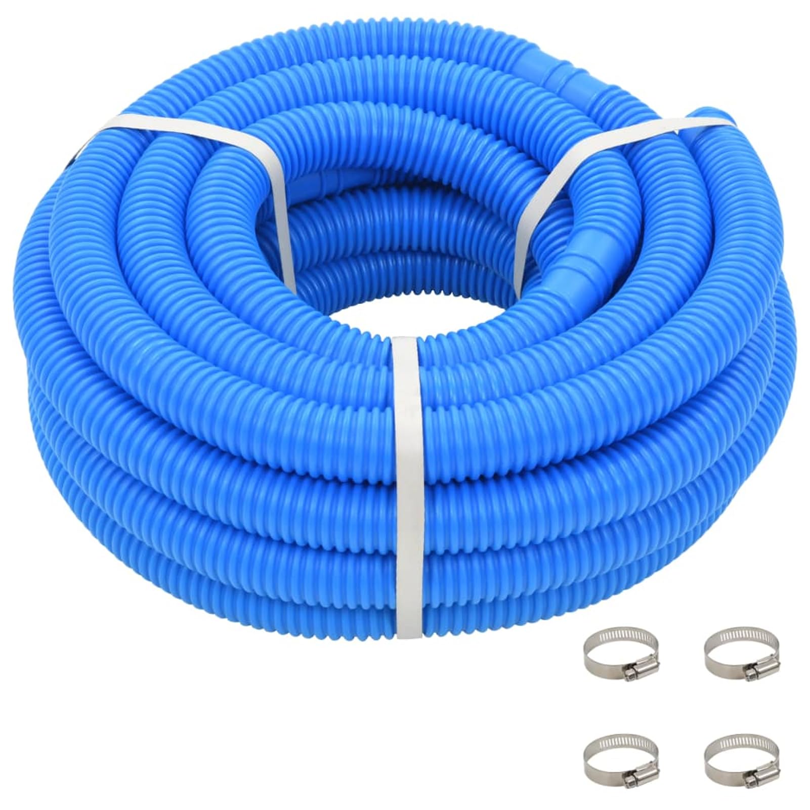 Homgoday Manguera de Piscina 12m LDPE, Resistente a UV, Azul, 38mm, Con Abrazaderas