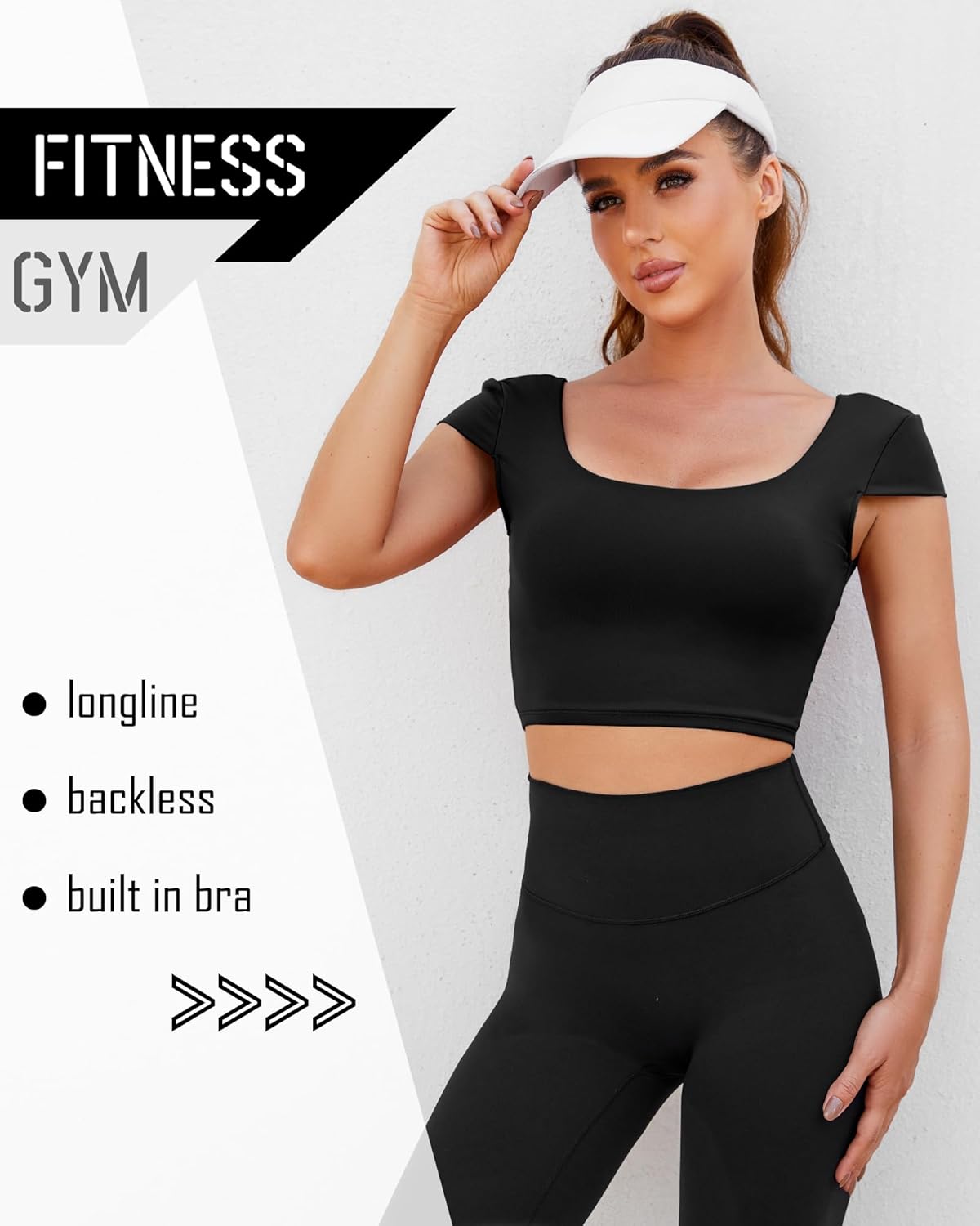 DaiLiWei Open Back Workout Tops for Women Short Sleeve Longline Sports Bras Support Crop Tank Yoga Shirts with Built in Bra - Image 7