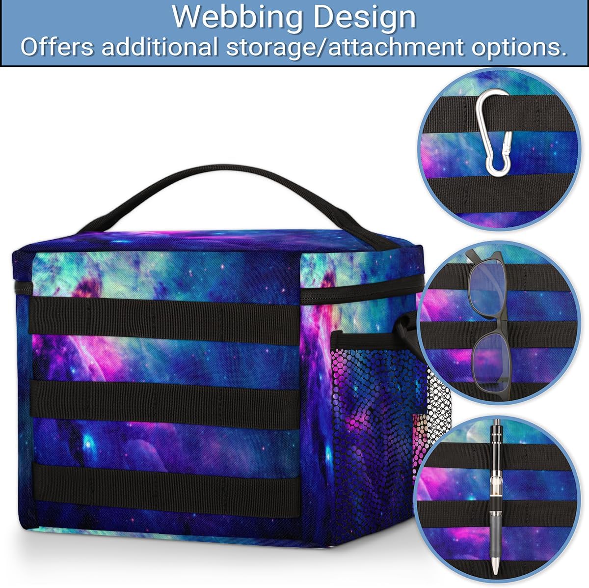 Colorful Funny Space Tactical Lunch Box for Men Insulated Lunch Bag Durable Leakproof Cooler Bag with Shoulder Strap and Sturdy Handle for Work Outdoor Picnic Trips