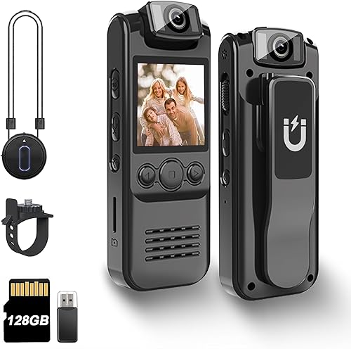 Miniatura 8 de Cámara Corporal 4K con Grabación de Audio y Vídeo, Cámara Ponible Mini de 128GB con Cordón Magnético, Cámara Corporal para Viaje, Ciclismo,