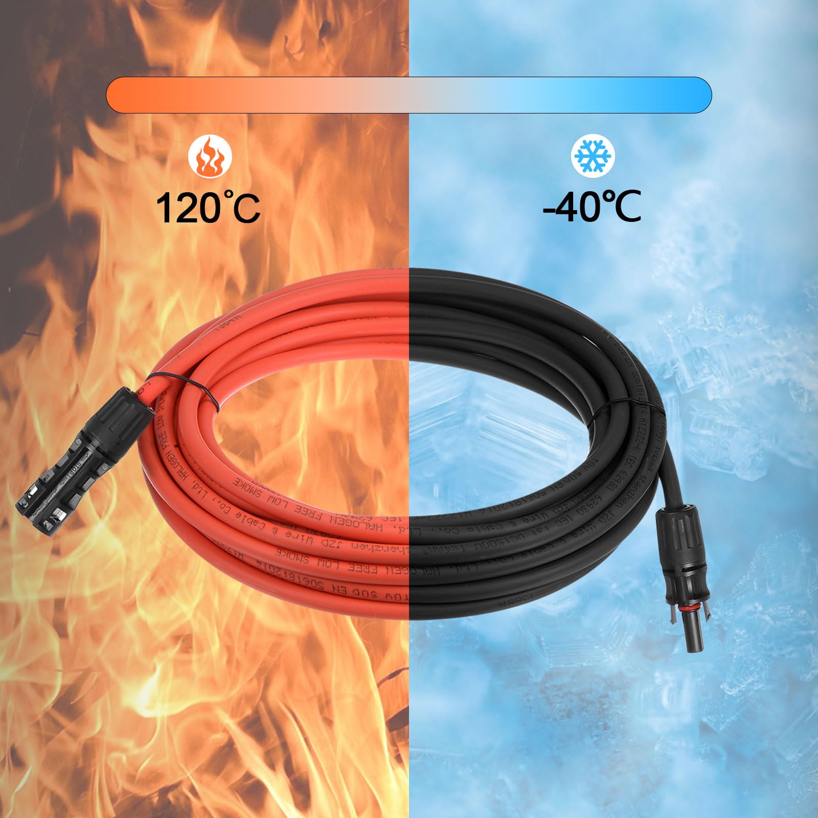 sourcing map Solarkabel 10mm² Verlängerung 3 Meter Verzinnten Kupfer 1500V Photovoltaik Kabel mit 2 x Schraubenschlüssel & 1 Paar Solarpanel Stecker für Solarpanel Wechselrichter Laderegler
