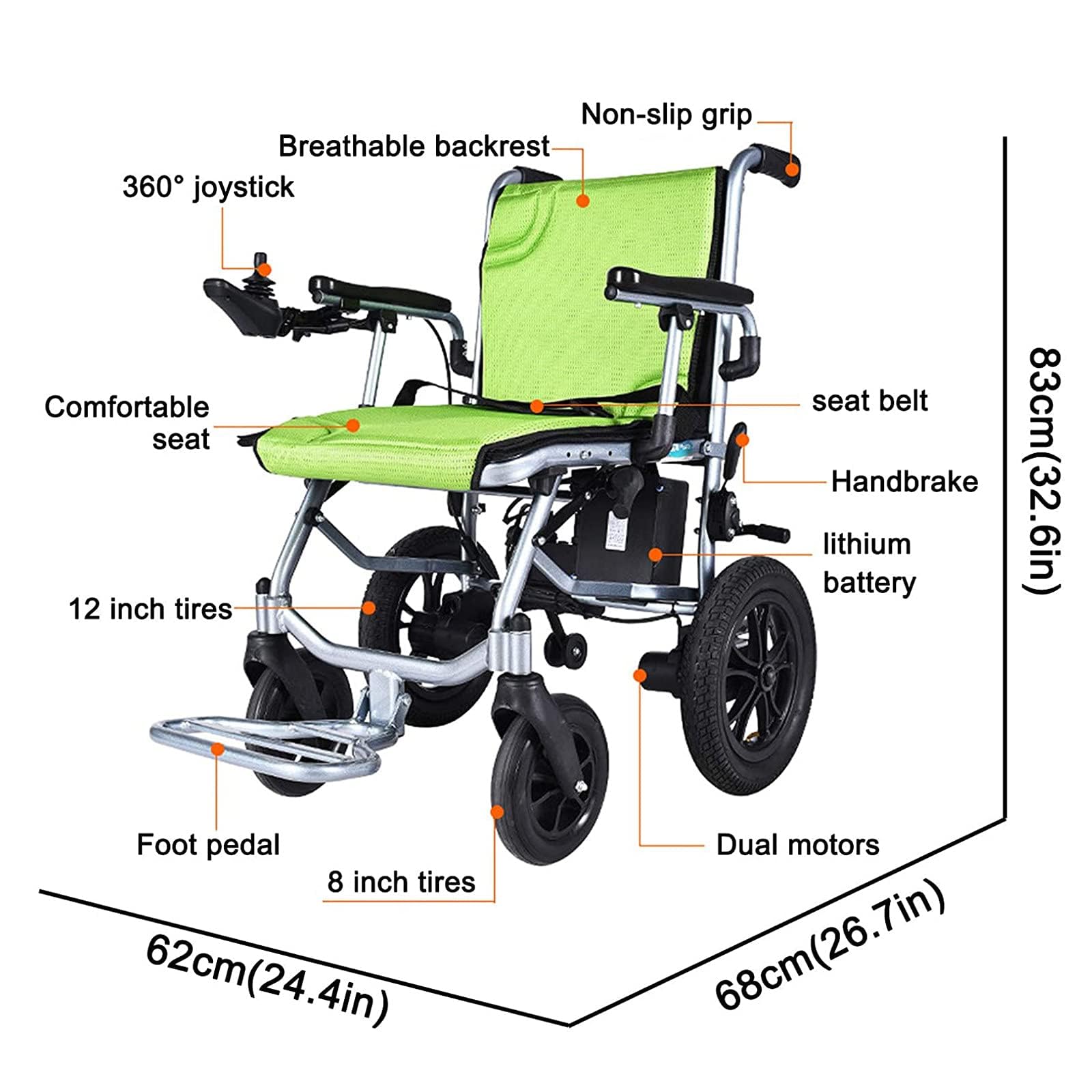 Silla de ruedas eléctrica para adultos, scooter de movilidad, ligero, plegable, resistente a la intemperie, portátil, eléctrico, batería doble, móvil compacto y resistente, para viajes, adultos