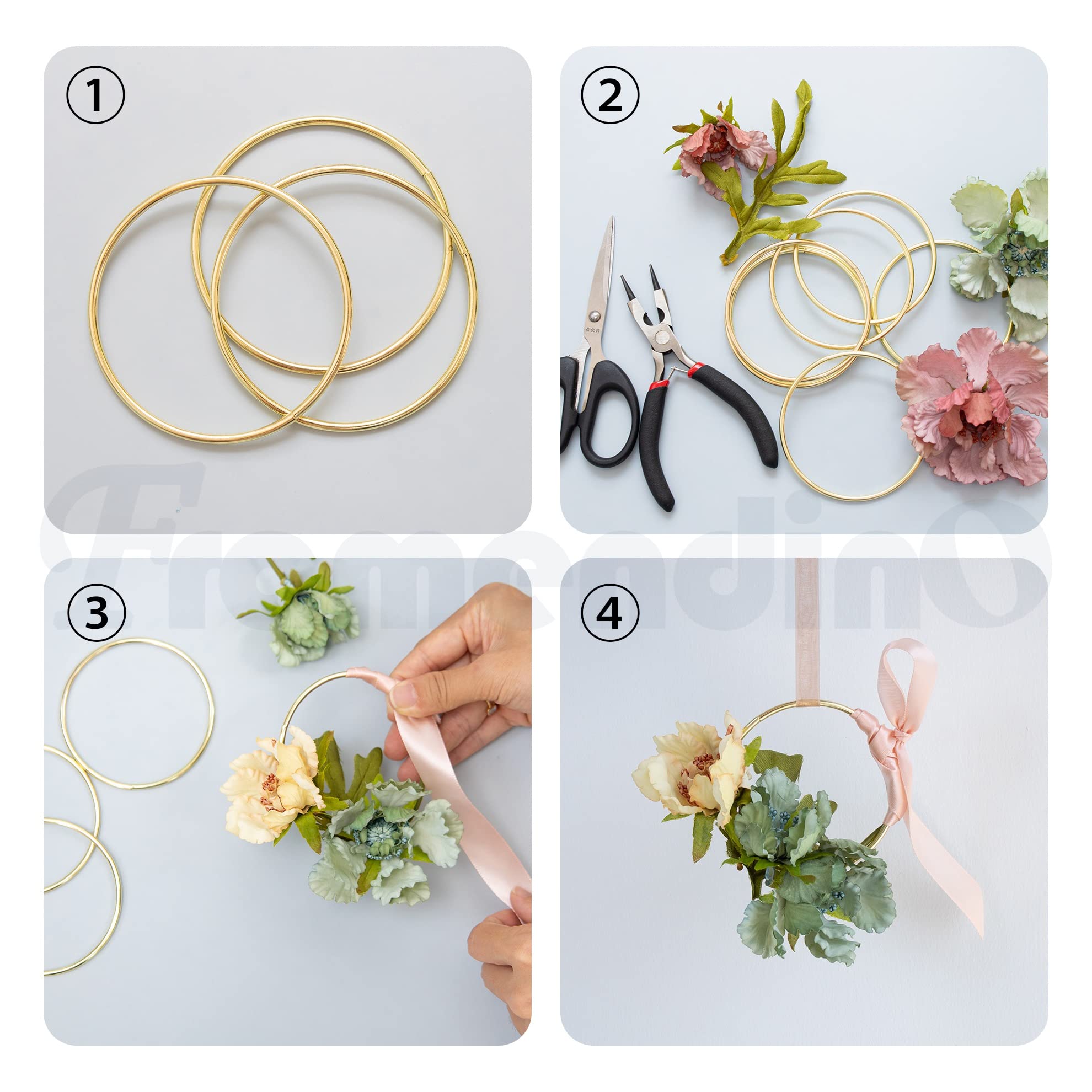 Snapklik.com : 10 Pack 3 Inch Metal Rings Gold Floral Macrame Hoops For ...