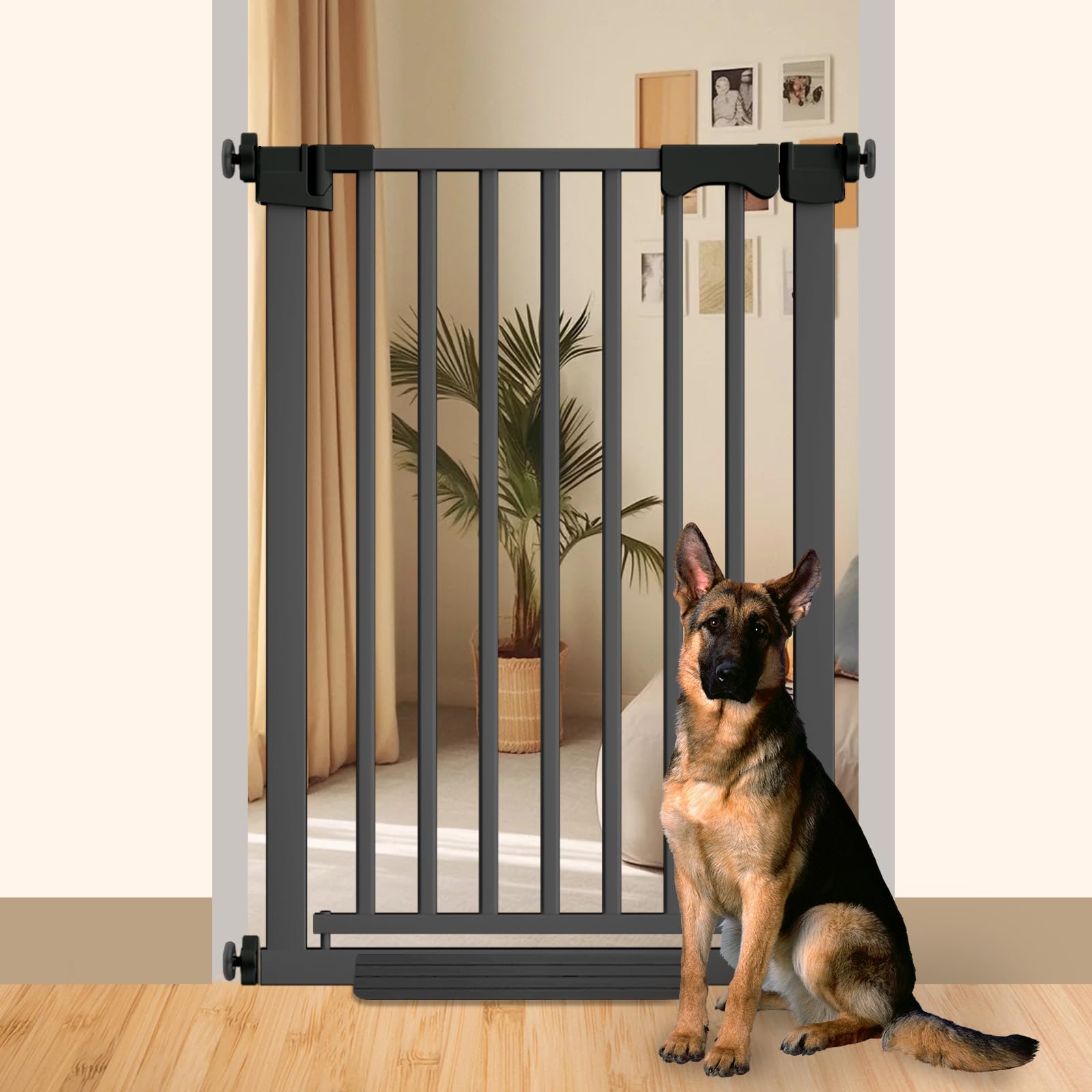 41" Extra Tall Baby Gate for Big Dog No Jumping Over, 30-32.6" Wide Pet Safety Gate Indoor for Doorways No Drilling,Auto Close Child Puppy Gates for Stairways Pressure Mounted (Black)