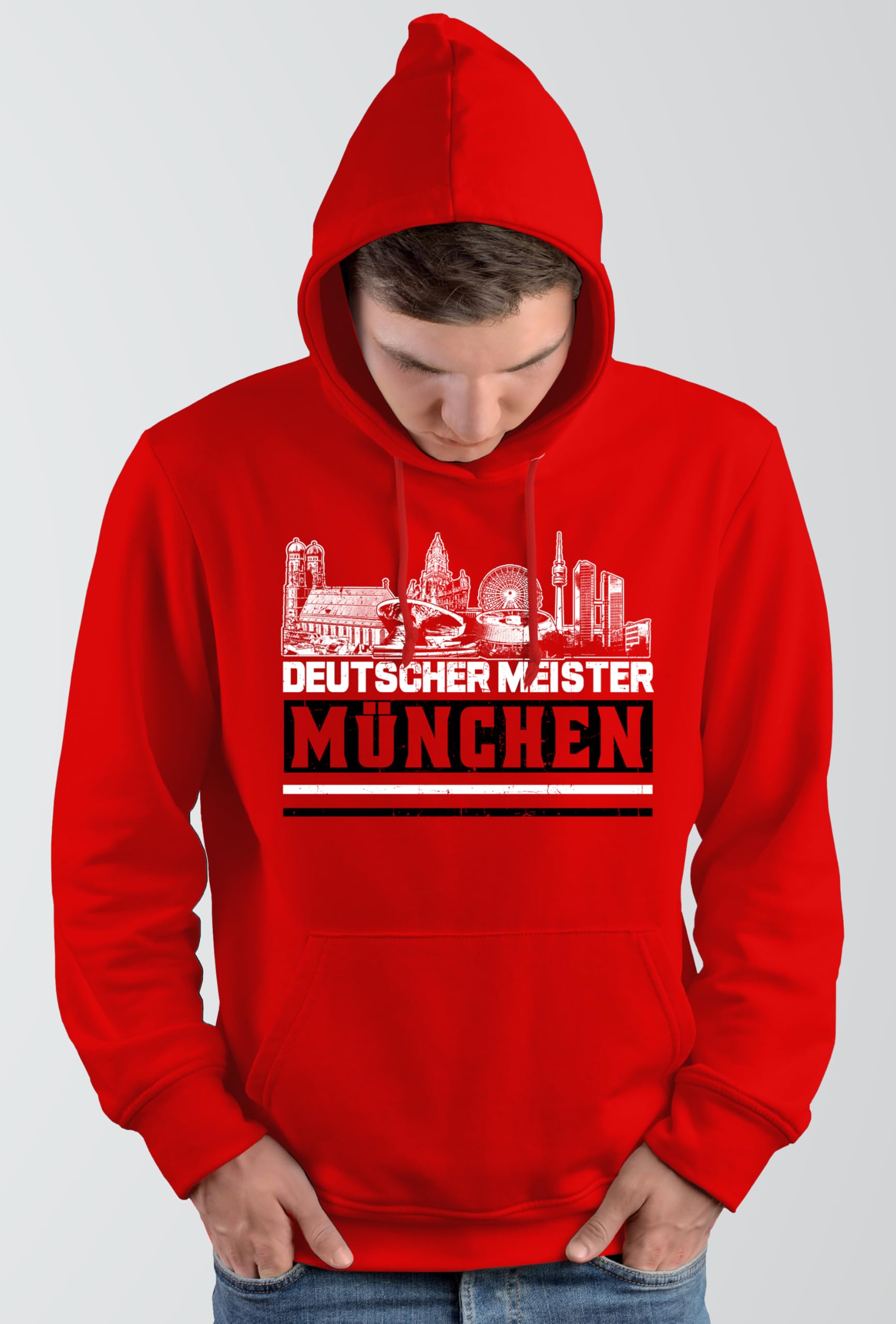 UGLYSHIRT München Meister Herren Kapuzenpullover | Sport Hoodie Fussball Ultra Skyline Pullover Fanartikel | M1