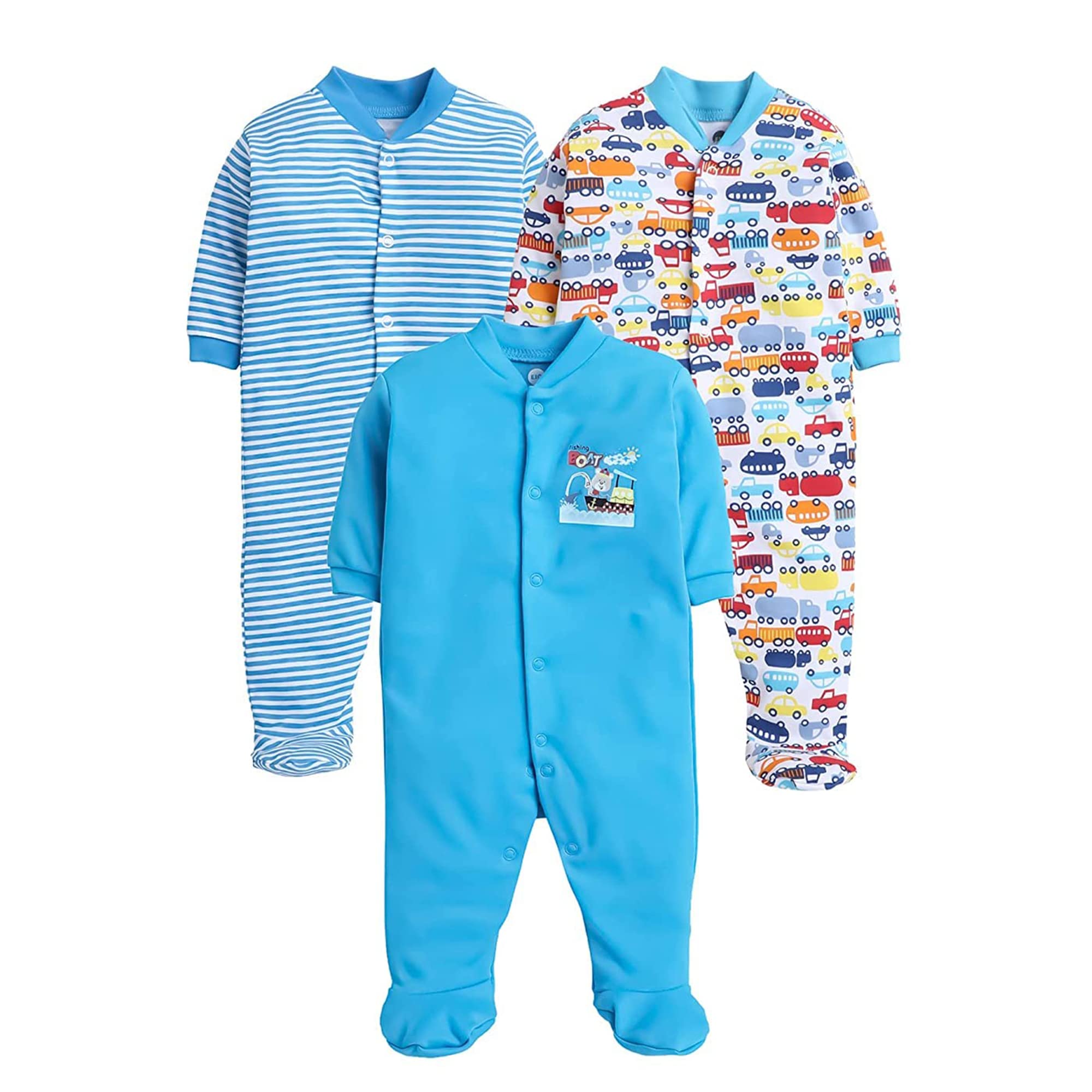 EIO 100% Cotton Rompers/Sleep Suits/Jumpsuit/Night Suits for Baby Boys & Girls, Infants, New Born Pack of 3 Turquoise (B0C5DH8WQ7) Amazon Price History, Amazon Price Tracker