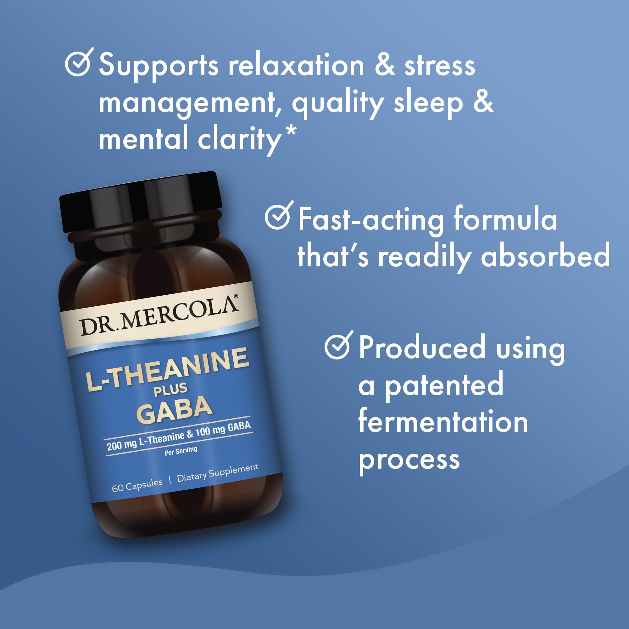 Dr. Mercola L-Theanine Plus GABA, 200 mg, 60 Capsules (30 Servings) — Amazon image 3