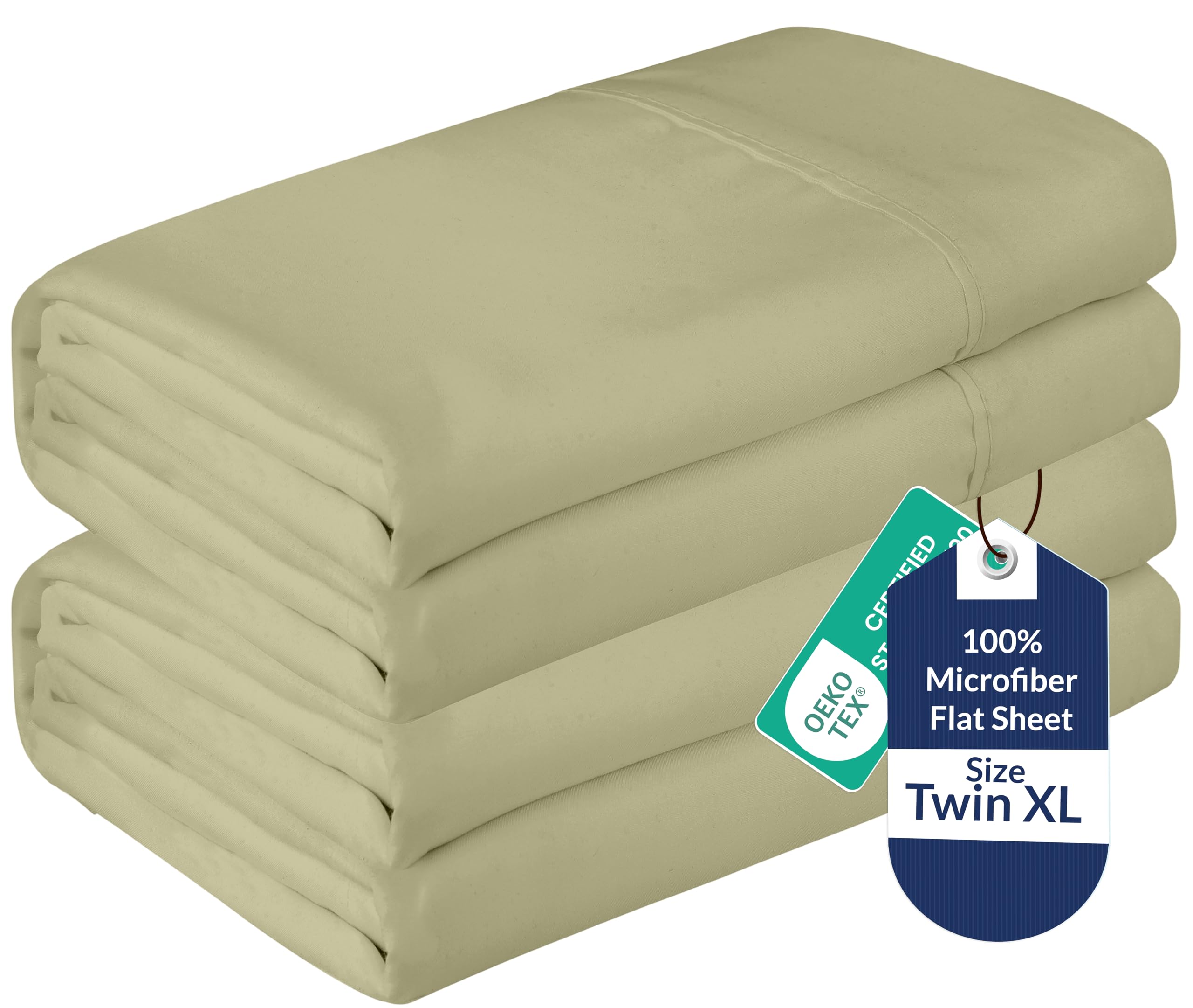 Royale Linens 2 Pack Bulk Flat Sheet Set - Top Sheets - Soft Microfiber - Wrinkle &amp; Stain Resistant - for Hotel, Massage Table, Hospital, Dorm- Twin XL Flat Sheet Sold Separately (Twin Xl, Sage Green)