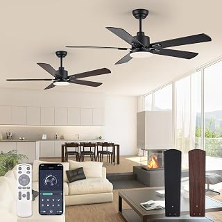 ZMISHIBO 2-Pack 52 Inch Ceiling Fans with Lights & Remote - Quiet DC Motor, Reversible Blades, Dimmable LED for Modern Farmhouse Homes