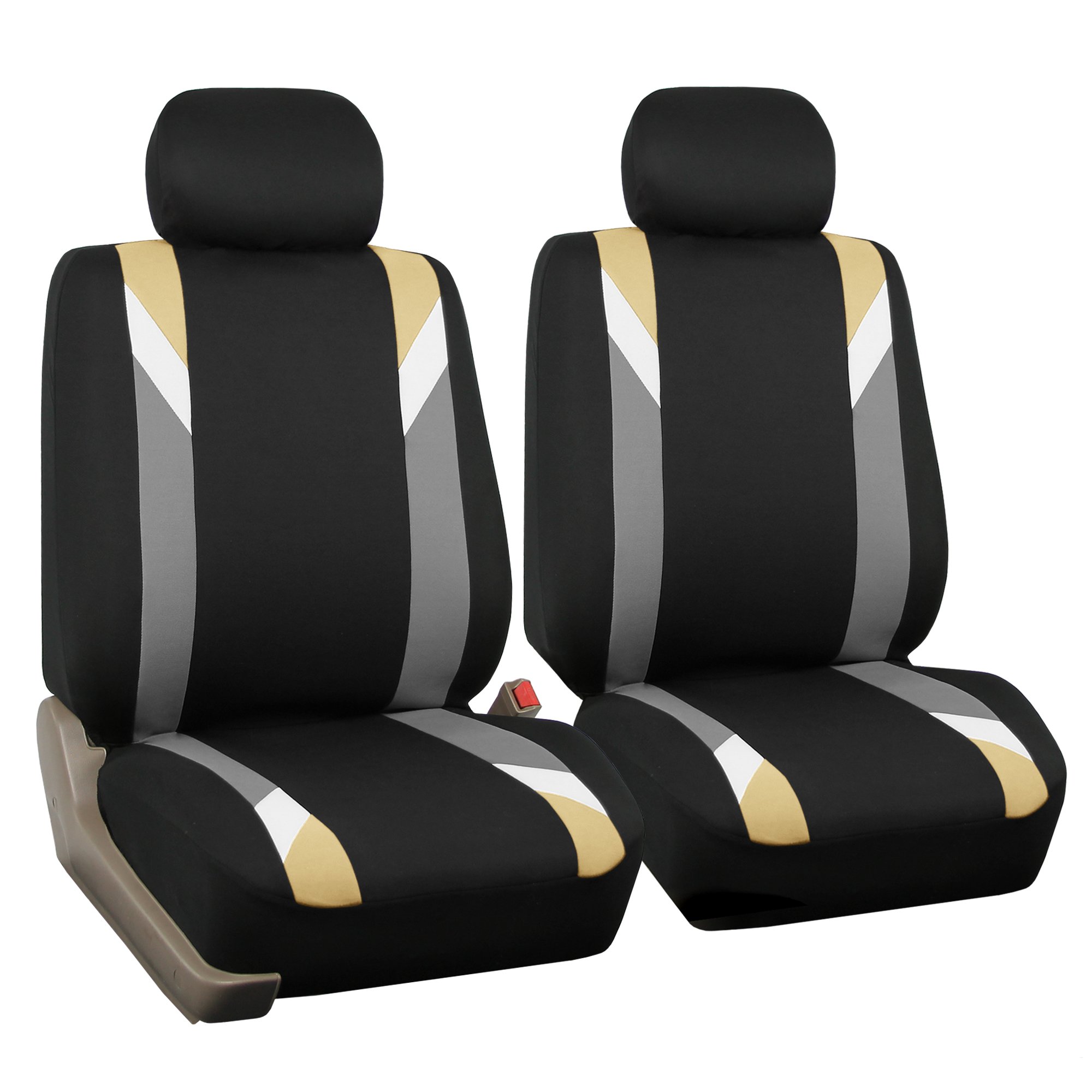TLH Car Seat Covers Premium Modernistic Seat Covers Front Set, Beige Seat Covers Airbag Compatible, Universal Fit Seat Covers Interior Accessories Car Seat Protector for Cars, Auto, Trucks, SUV