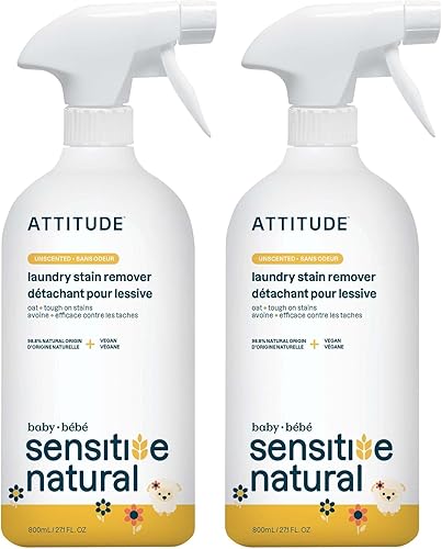 Miniatura 7 de ATTITUDE Quitamanchas de tela para ropa de bebé, ingredientes a base de plantas y minerales, productos de lavandería veganos y libres de crueldad