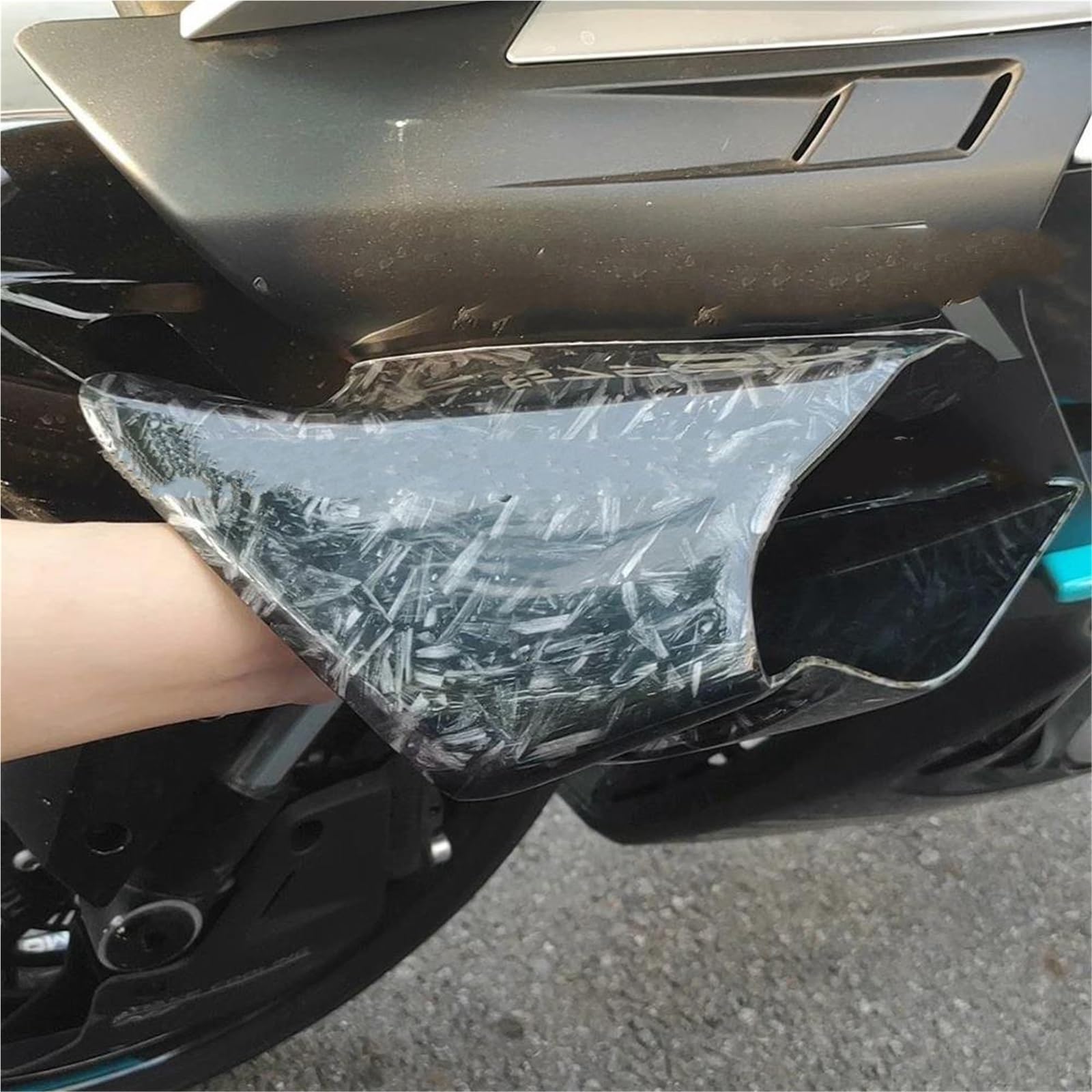 pour CFMOTO 675SR 675SR-R 2024+ Pièces De Moto Spoilers Avant Nus Latéraux Aileron Fixe Carénage Couvercle D'aile(Shiny Black)