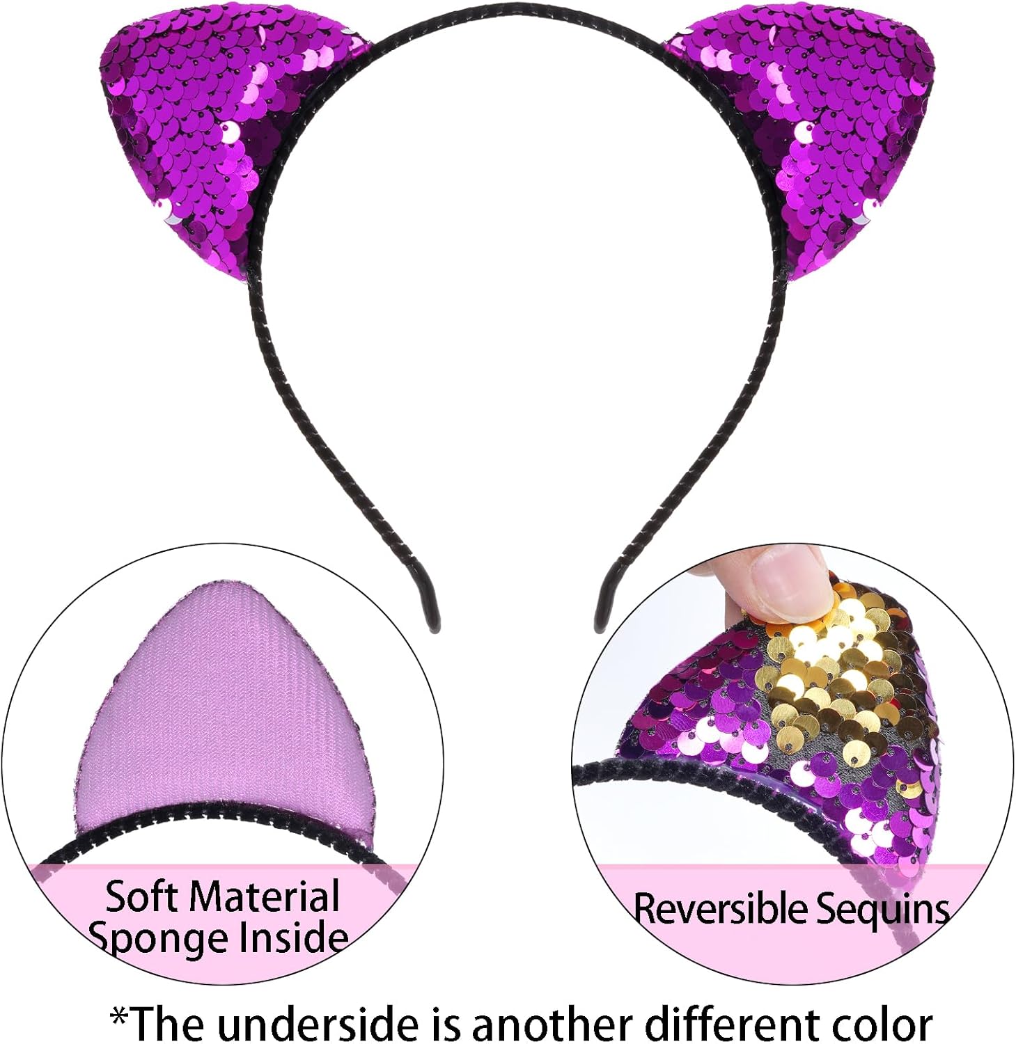 Cat Ears Headbands for Women Birthday Party Halloween Hair Accessories and Favors (Style 1, 6) - Image 3