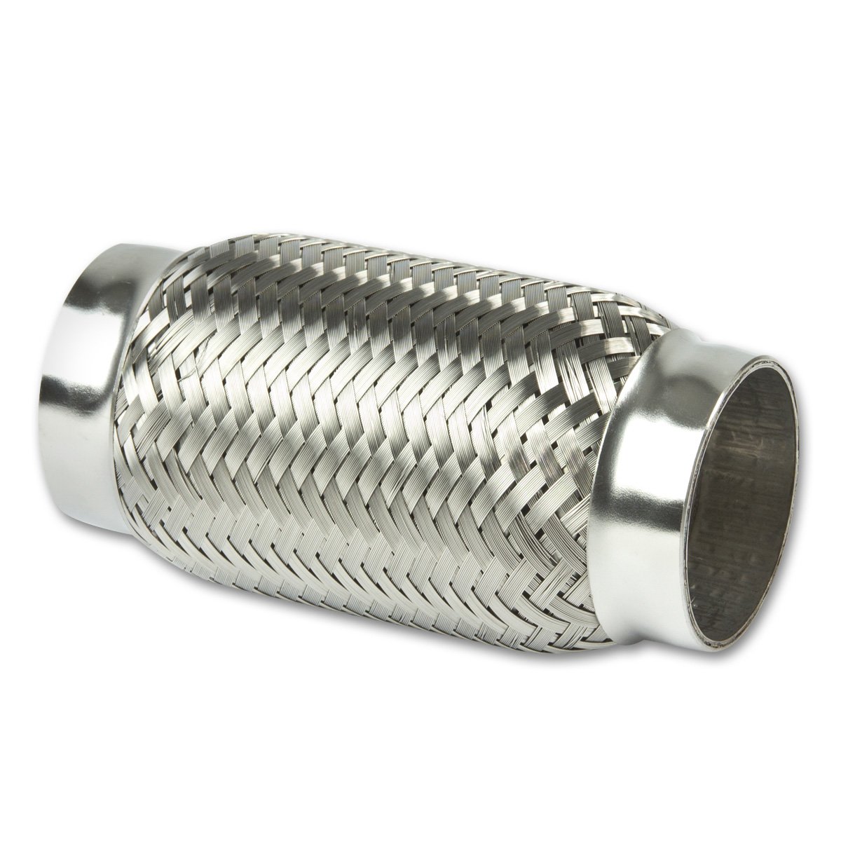Auto Dynasty 2.375 inches Inlet Stainless Steel Double Braided 4.25 inches Flex Pipe Connector (6.125 inches Overall Length)