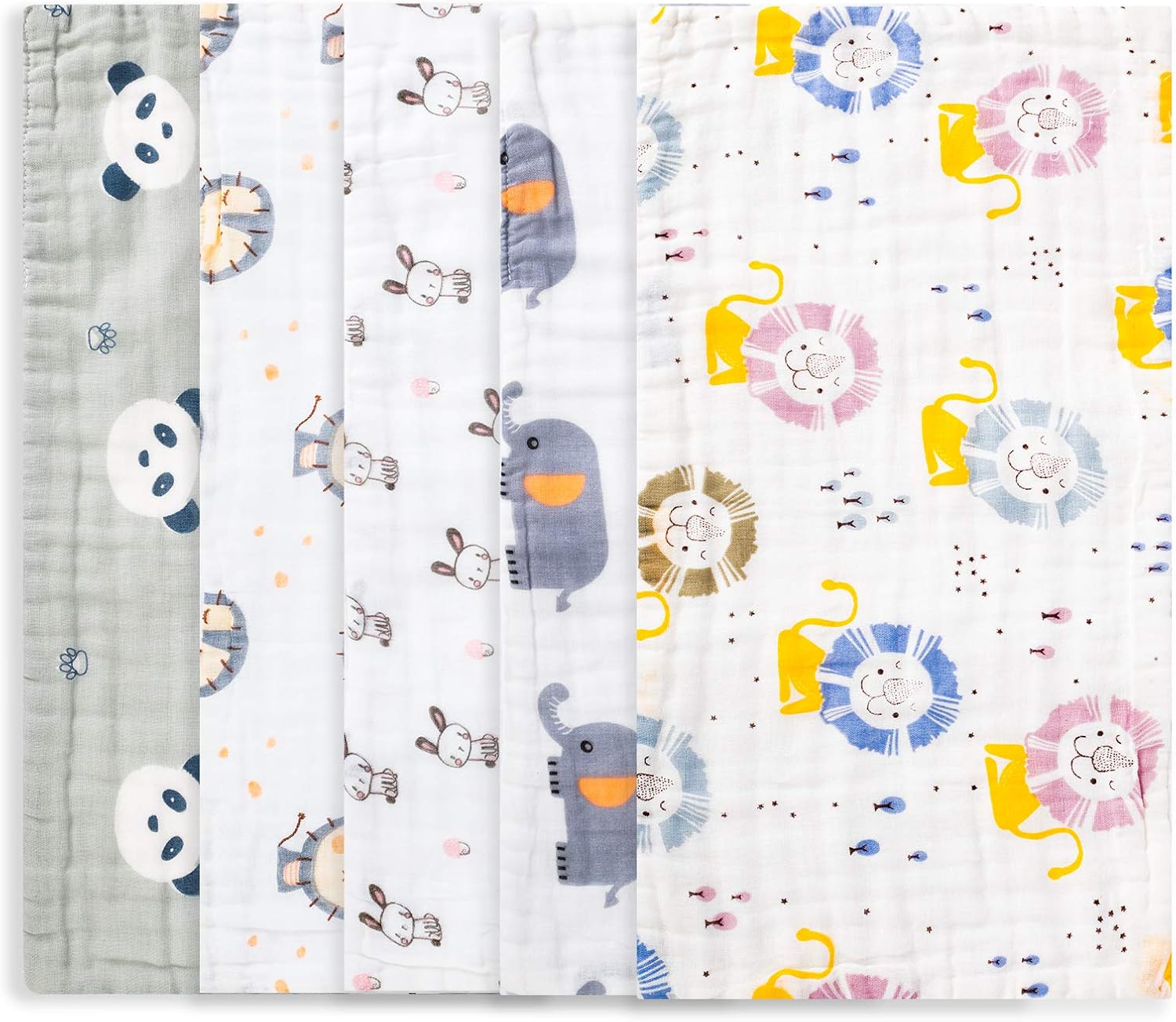 Muslin Baby Burp Cloths 5-Pack Extra Large 10 X 20 inches 6 Layers Super Absorbent Soft Natural for Sensitive Skin Baby 100% Organic Cotton : Baby