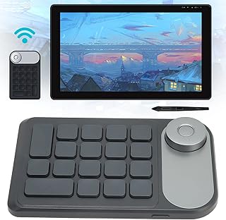 KD100 Mini Keydial Keyboard, Shortcut Remote Keyboard for Digital Screen and Drawing Tablet, with 18 Customizable Keys and Dialing Suitable for Animation, Illustration, Video