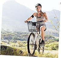 Vista 5 de Cesta de hierro para bicicleta, cesta delantera de bicicleta, contenedor de bicicleta, accesorios para bicicleta de montaña, cesta para manillar