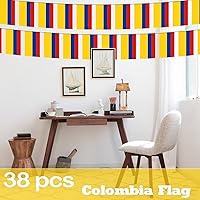 Vista 6 de Banderín de bandera de Colombia – 38 banderas, 42 pies, pequeñas banderas colombianas para decoración del país, escuela, fiesta, eventos deportivos