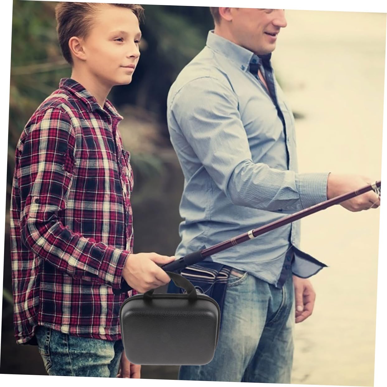 Mipcase Borsa Porta Mulinello da Pesca in Eva Nero, Compatta e Portatile, Custodia Protettiva per Mulinelli e Canne da Pesca, Confezione da 2 Pezzi per Attività all Aperto