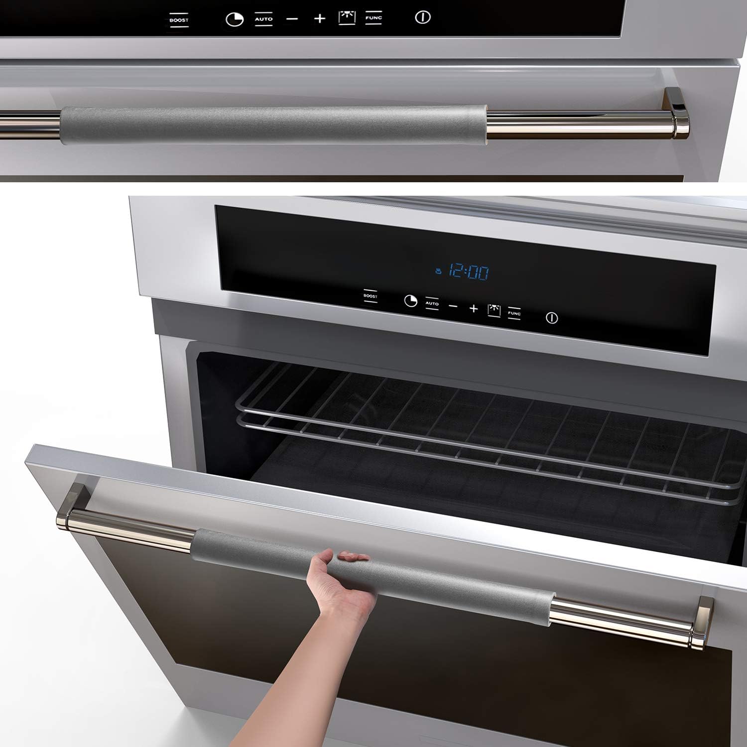 MingXJD Refrigerator Door Handle Cover,Keep Kitchen Appliances Clean,Drips,Smudges, Fingerprints and Dust Covers,Suitable for Fridge,Microwave,Dishwasher,Oven (12" L*4" W, Gray)