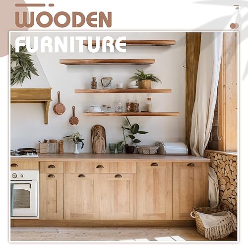 Vista 7 de Sasylvia 4 estantes flotantes extralargos para pared, estantes rústicos gruesos para decoración de pared, estantes colgantes de madera para Marrón