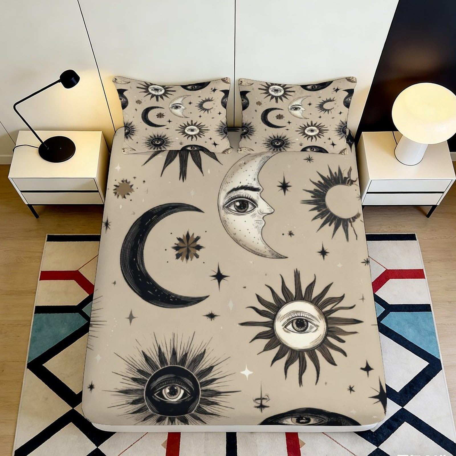 3D Printed Cute Cat Doughnut Fitted Sheet Microfiber Non-Slip Deep Pocket Bedroom Bedding Cat Mattress Fitted Cover Breathable for Adults 180x200x25cm