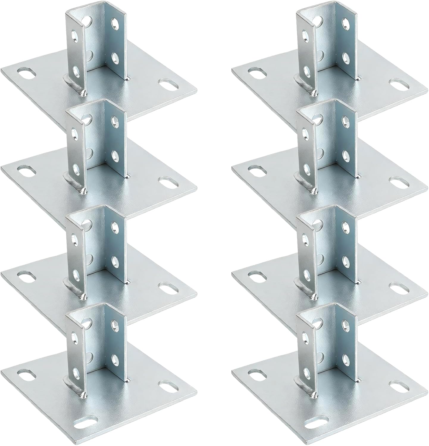 Photo 1 of JSteelKeen 8-Pc Strut Post Base Set, 6"x6", Galvanized Silver