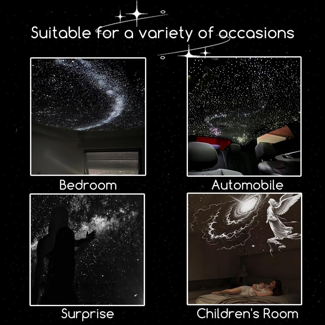 Veilleuse projecteur galaxie 2 en 1, ciel étoilé portable avec films HD