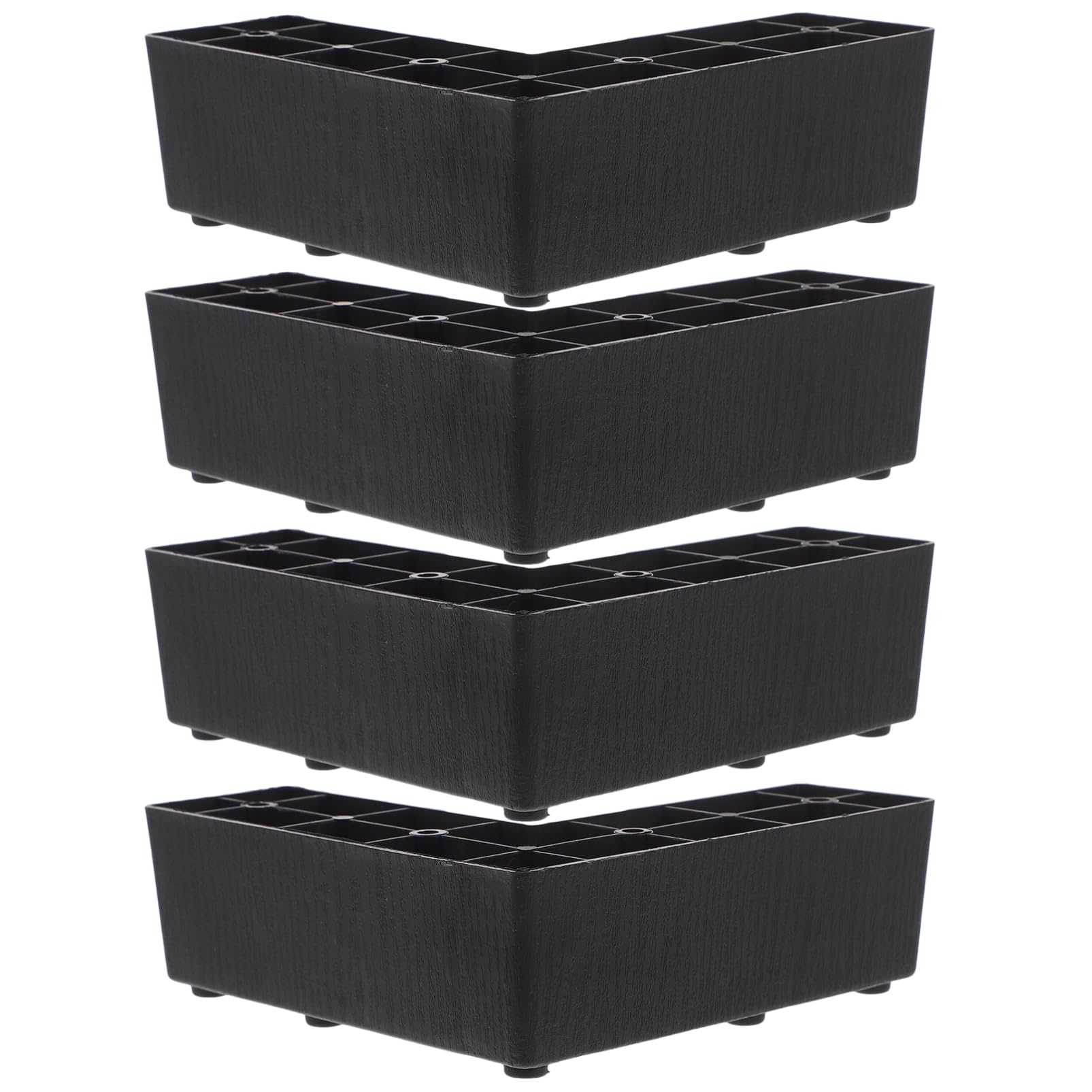 Angoily 4PCS L Shape Furniture Risers, Plastic Sofa Feet Risers with Screws, Universal Furniture Risers for Bed, Table, Sofa, Couch, Chairs Legs, Black, (15.50X15.50X5.00CM)