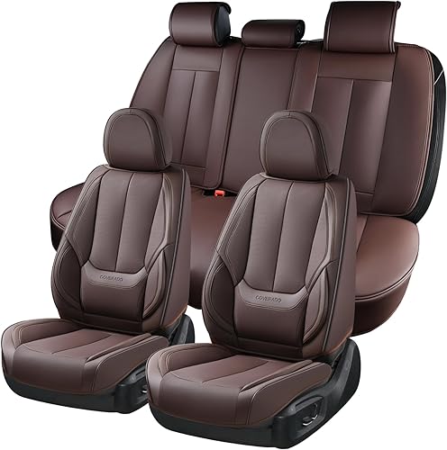 Miniatura 371 de Coverado - Fundas para asientos delanteros de automóvil, 2 piezas - Cojín de piel Nappa, protectores impermeables de ajuste universal para sedanes