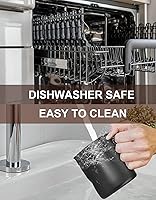 Vista 5 de Jarra espumadora de leche, jarra de acero inoxidable de 20 onzas, jarra de vapor para cafetería, cafetera de capuchino, accesorios para máquina