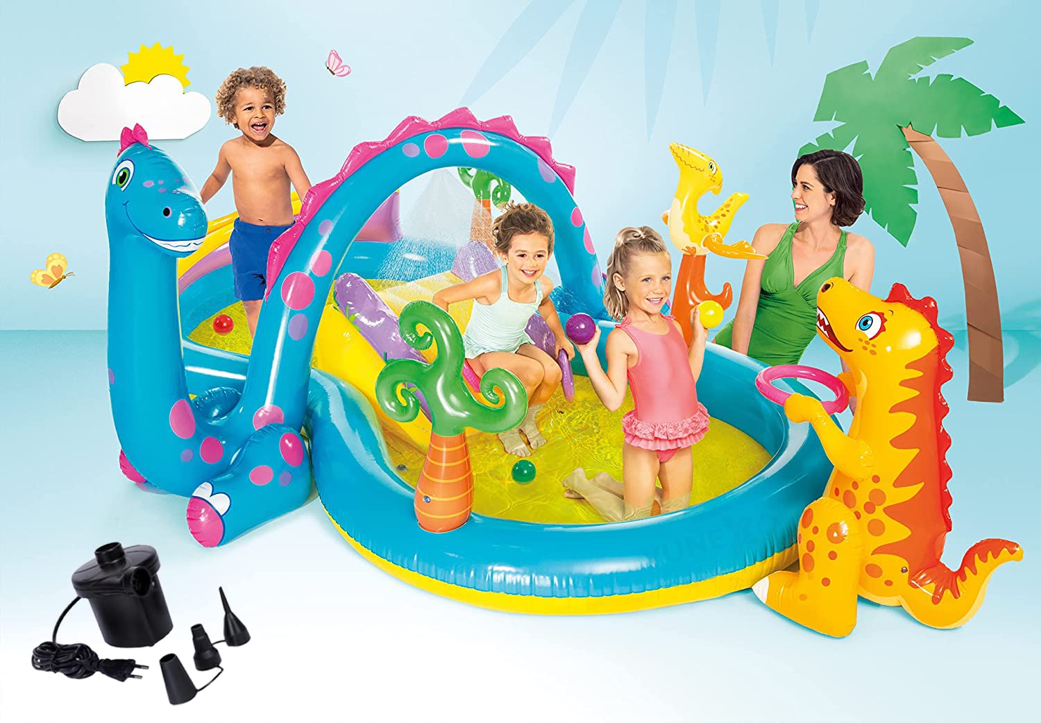 Vunexo Inflatable Swimming Pool Dinoland Play Center Bath Tubs for Adults Spa with Electric Pump, 119in X 90in X 44in, for Ages 2+ (B0BYX4TLFR) Amazon Price History, Amazon Price Tracker