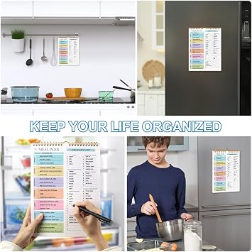 Weekly Meal Planner Grocery List – 21x15x1.5cm, 220g Paper, Wall-Mountable Shopping List Pad | Modern Kitchen Management, Refrigerator Menus Board, Home Dining Organization, Yearly Planner