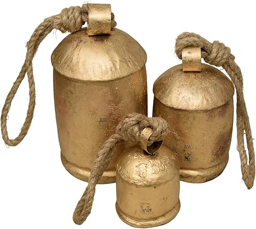 Campanas rústicas vintage hechas a mano para colgar en la puerta, campanas de vaca de armonía para decoración de Navidad de la suerte, campanas de