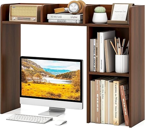 Vista 15 de Tangkula Estantería de escritorio, gabinete de almacenamiento de encimera de 37 pulgadas con 7 cubos y 3 estantes ajustables, organizador