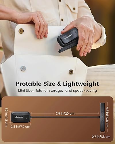 Miniatura 8 de Glocusent 26 luces LED para libros, 1200 mAh, 90 horas de duración, luz de lectura recargable, 5 colores ámbar y luz de lectura de libros con Negro