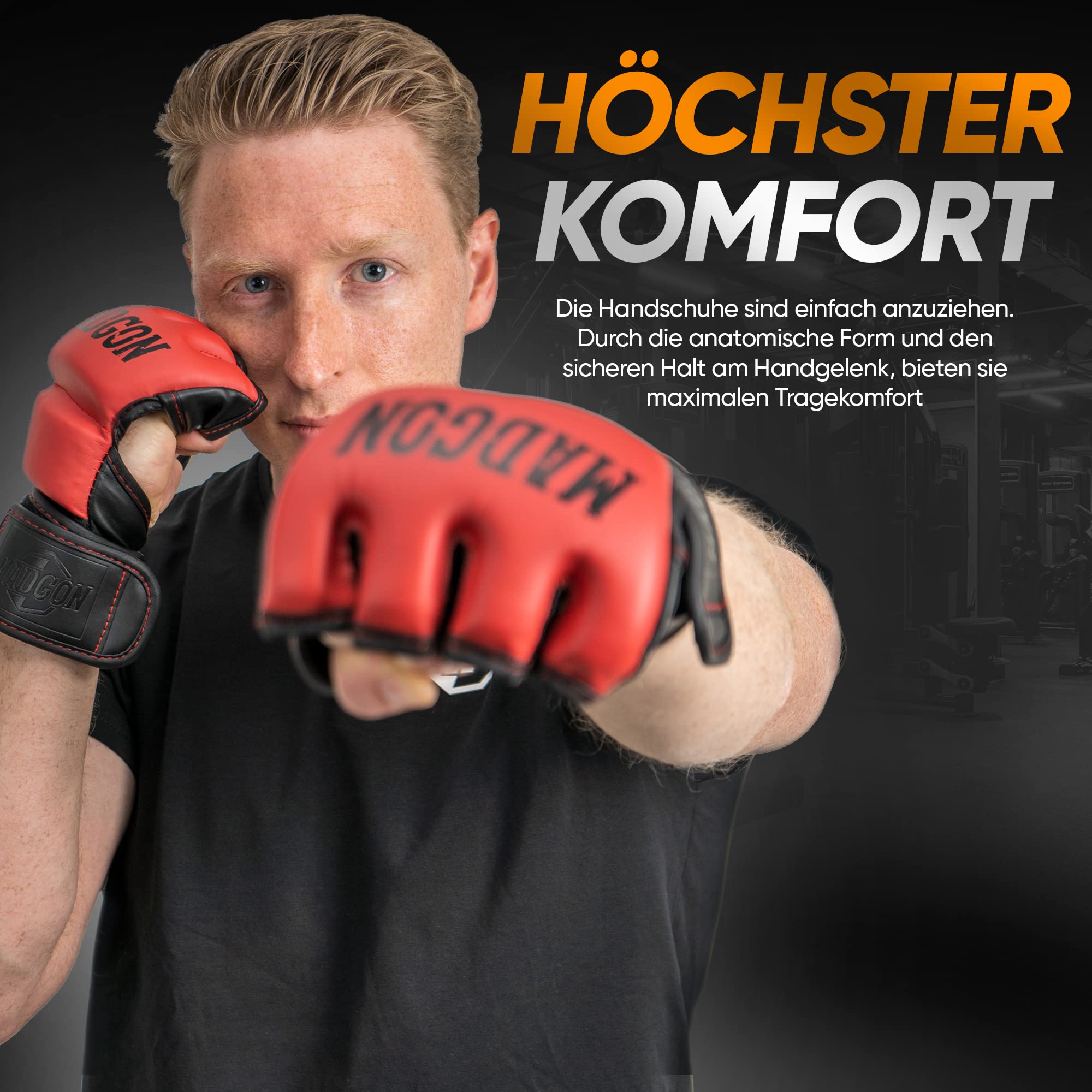 MADGON Premium MMA Handschuhe für Kampfsport, Grappling, Sparring, Krav MAGA, Muay Thai, Boxsack, Pratzen für Männer und Frauen