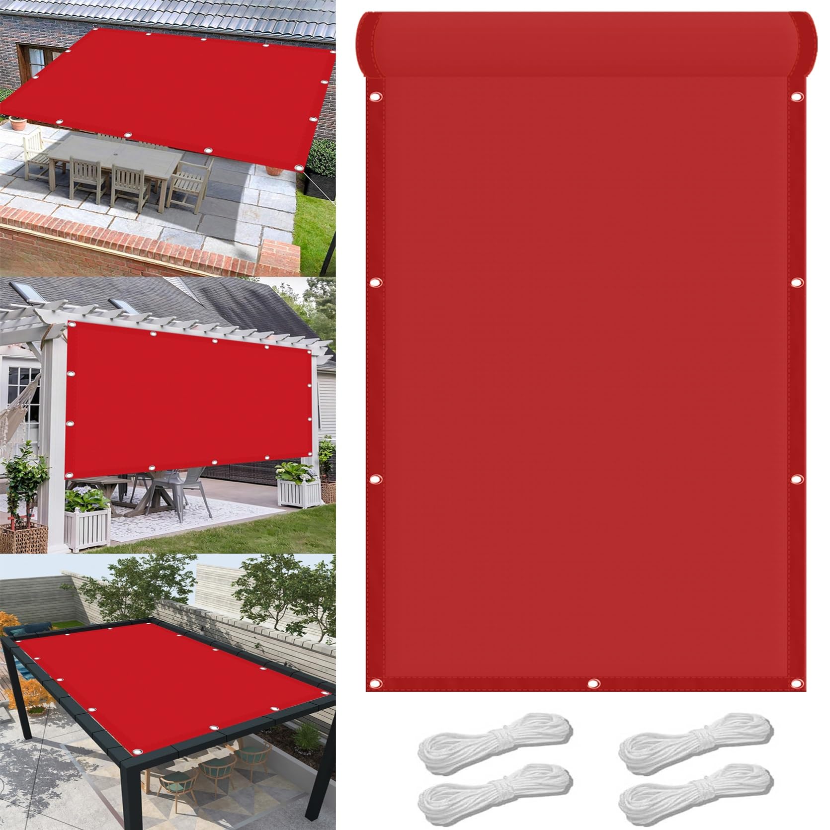 GLDYTVF Waterproof UV Resistant Sun Shade Sail 2 x 4.2m for Balcony Carports Kennel Red Shade Cover Custom