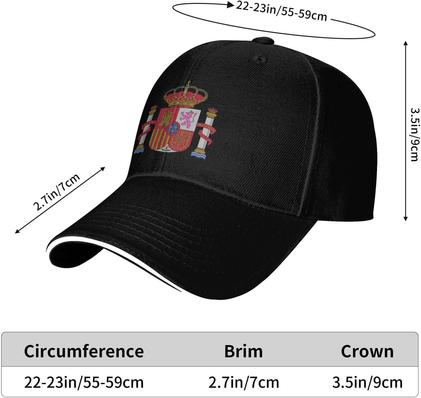 Spain Hat Coat of arms of Spain Emblem Baseball Cap for Spanish Decoration Trucker Hat