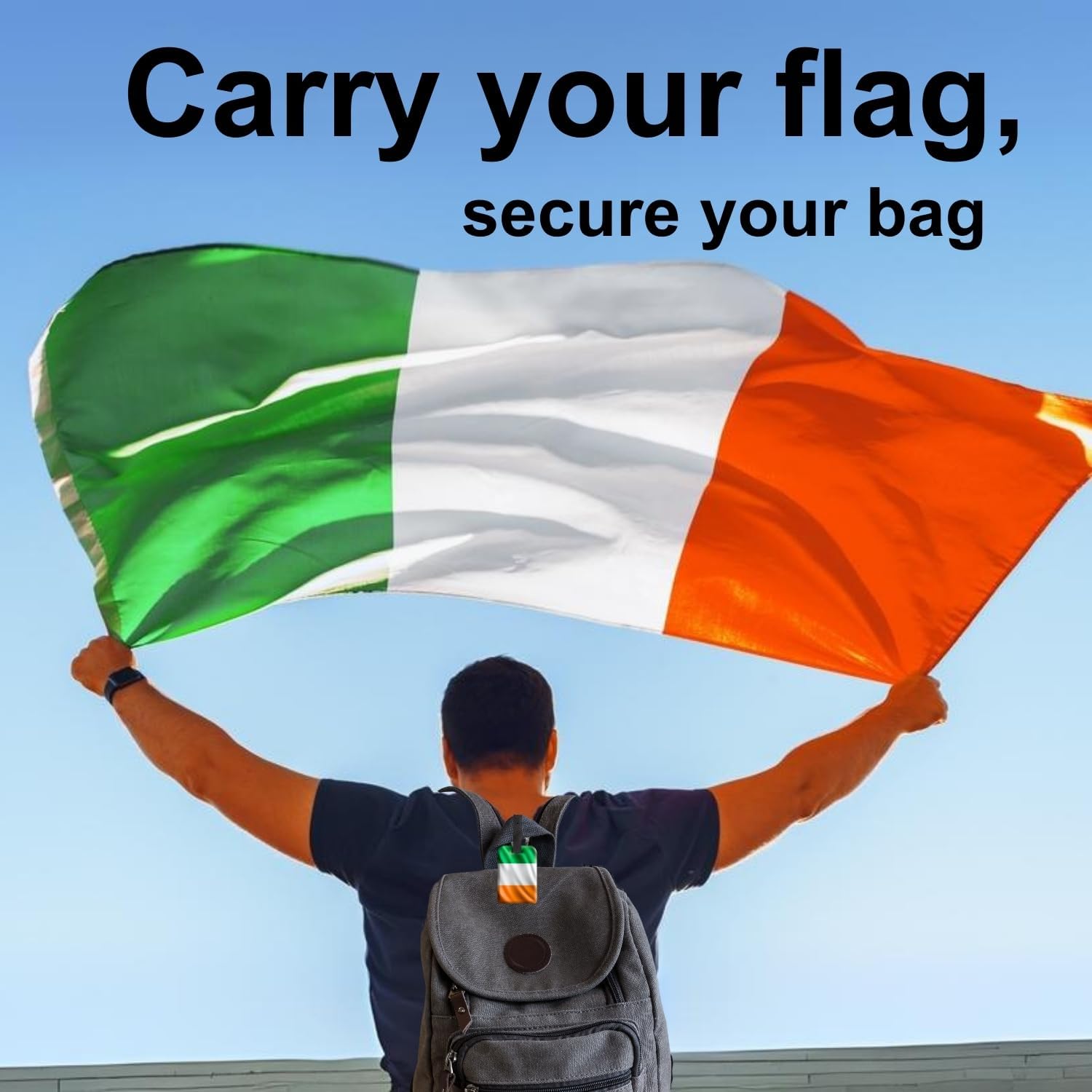 [Pack 2] tag8 Ireland Flag Smart Luggage tag |Trendy Luggage tag ID Identification | Suitcase Tag | Fashionable Digital Name tag | Airline Compliant, SITA World Tracer Code Enabled | Gift idea