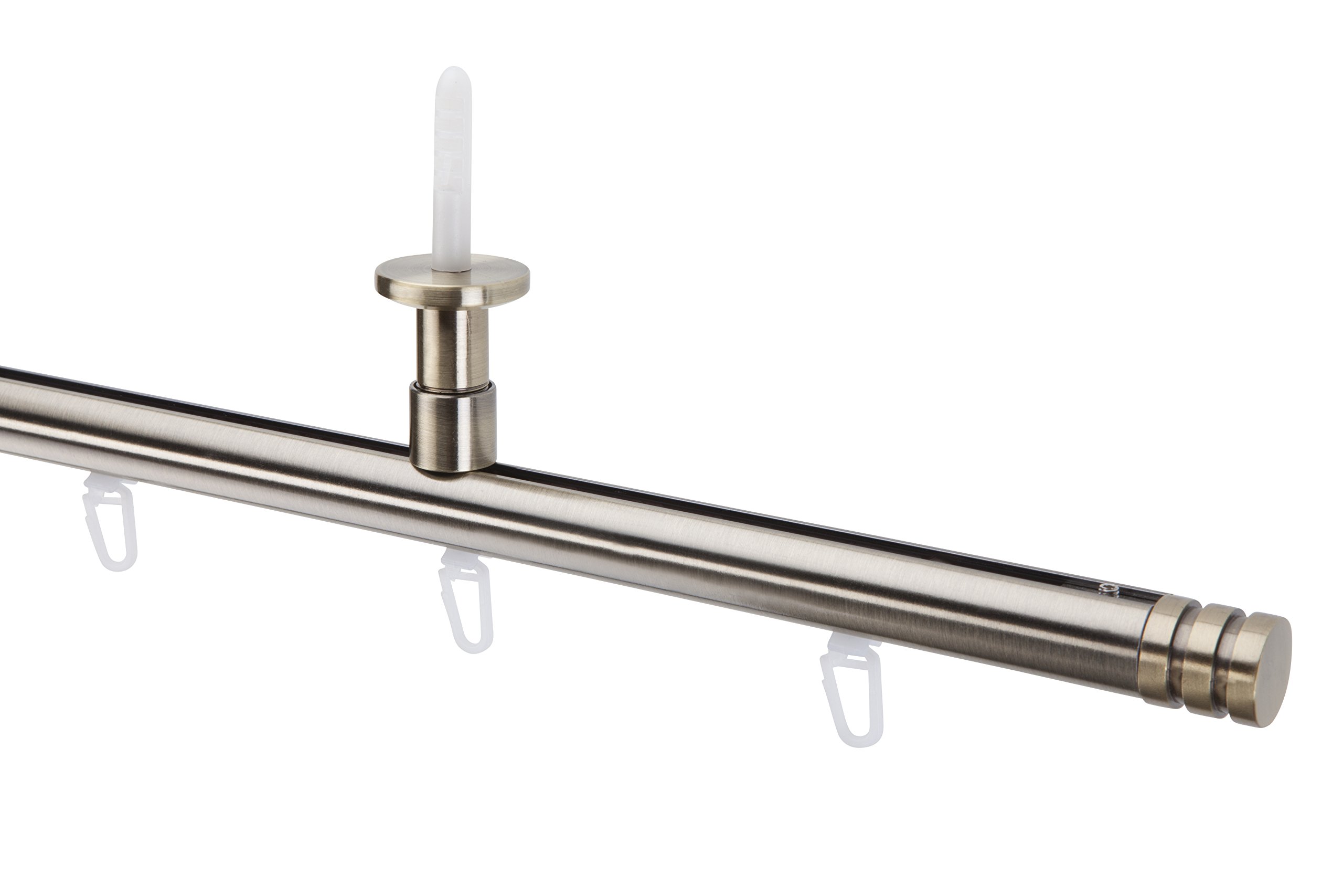 DécoProfi Gardinenstange Innenlauf 1-läufig Set Ø 20 mm Antik-Messing Deckenträger I Länge: 240cm Aluminium für Wandmontage I Als Gardinenschiene & Vorhangstange geeignet